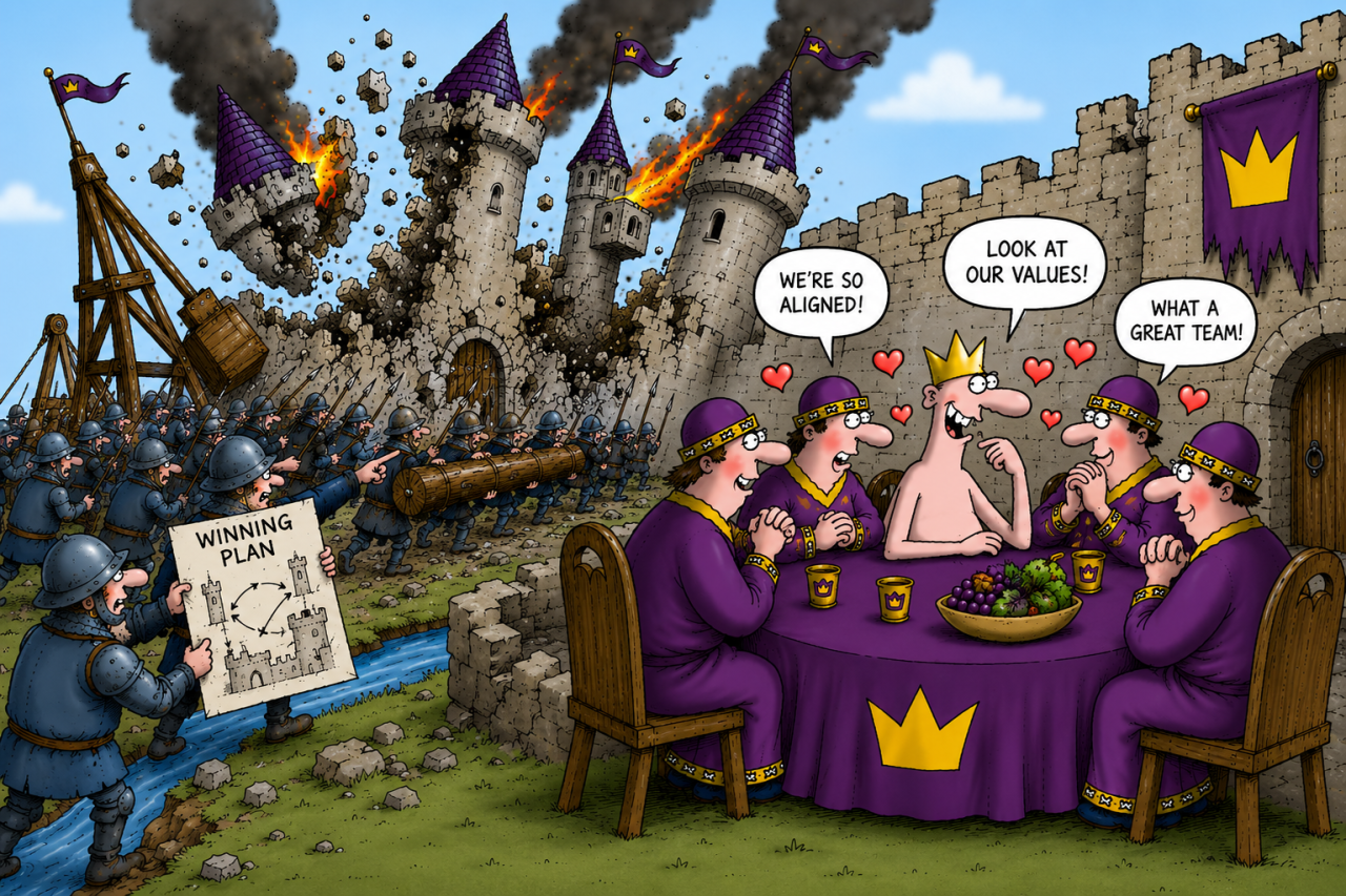 naked emperor and culture team losing his castle to a well planned enemy